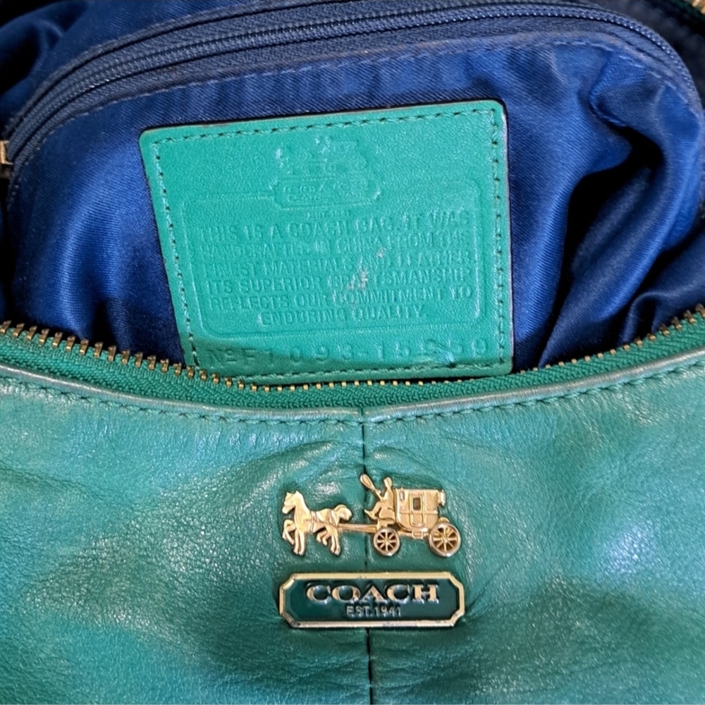 Coach Green Leather Bag with Gold Hardware